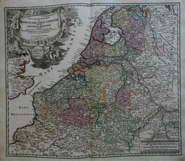 Low Countries Holland Belgium Netherlands Burgundy c.1729 Homann decorative map