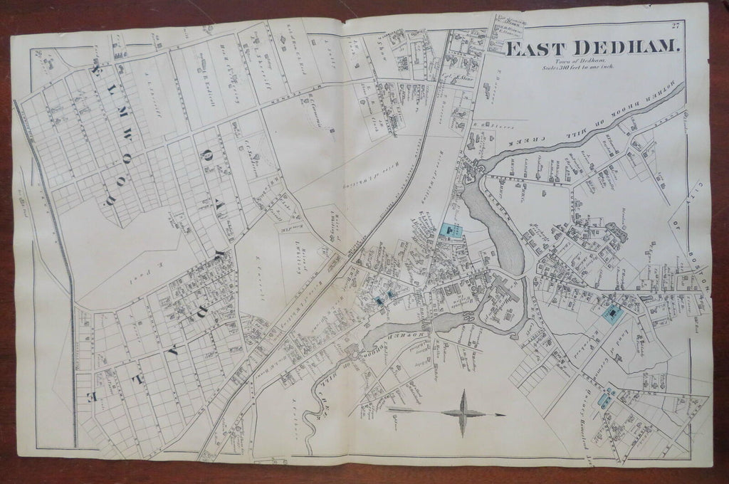 East Dedham Norfolk County Massachusetts 1871 detailed city plan map