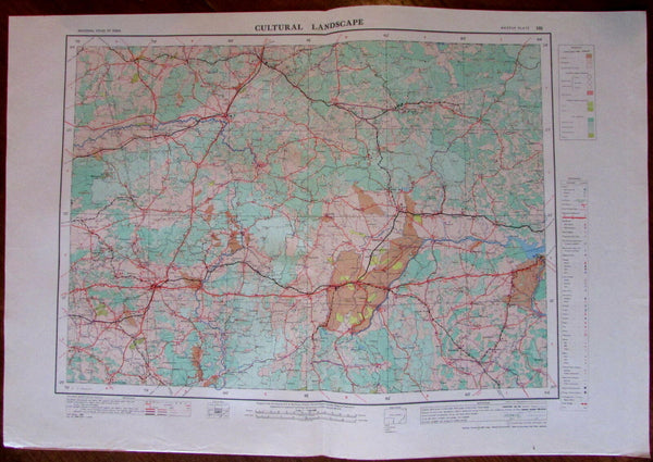 Nagpur Raipur Jabalpur Cultural landscape 1980 huge National Atlas of India map