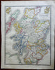 Scotland County Map Shetlands Orkney Edinburgh Glasgow 1846 scarce map