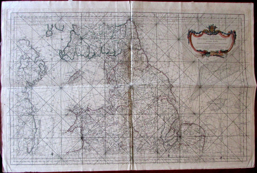northern England Scotland Wales Ireland 1760 Bellin rare huge sea chart map