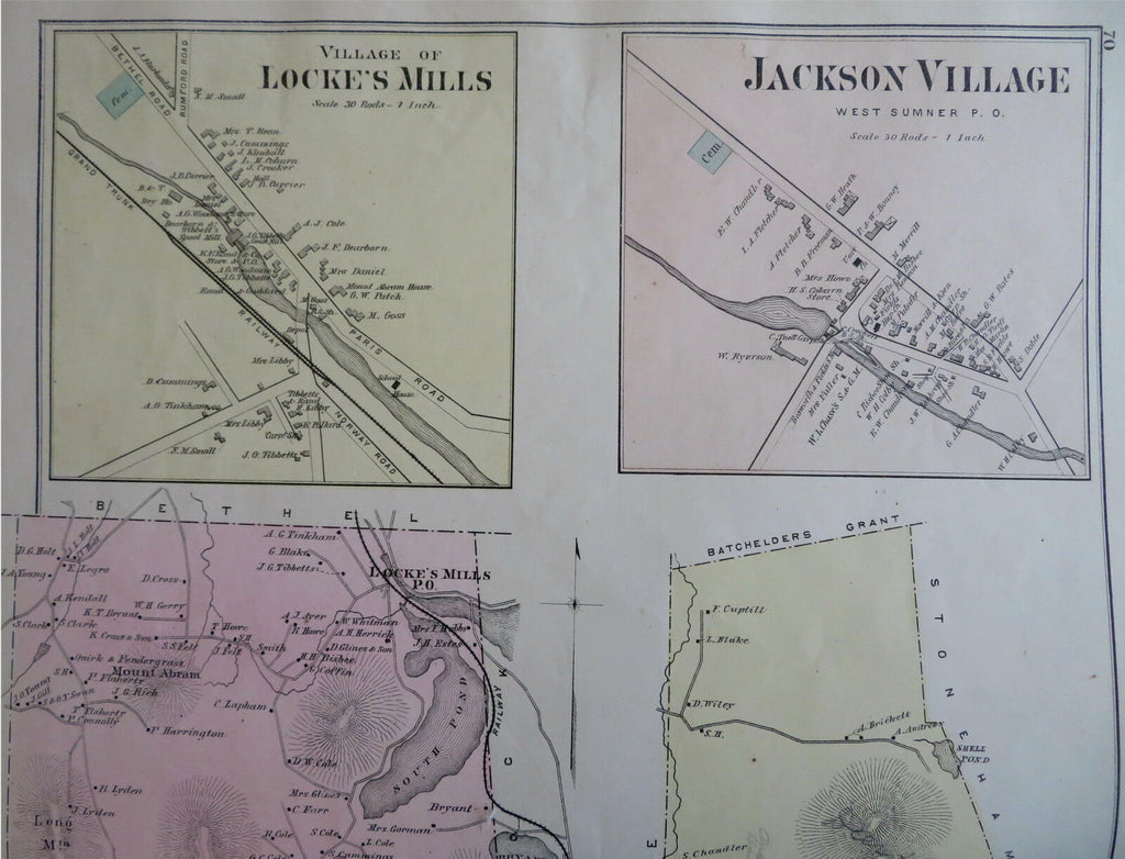 Greenwood Stow Locke's Mills Jackson Maine Oxford County 1880 Halfpenny map