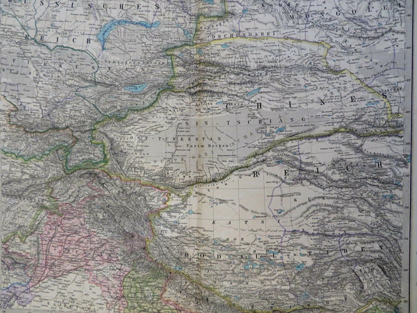 Central Asia Tibet China Gobi Desert Northern India 1899 Habenicht detailed map