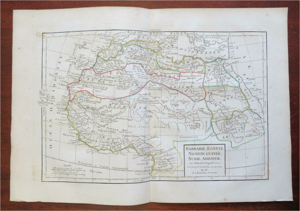 North Africa Egypt Sahara Desert c. 1795-1806 Vaugondy Delamarche engraved map