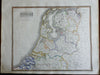 Netherlands Dutch Provinces Holland Utrtecht Friesland 1846 scarce map