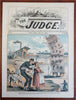 Political Cartoons 1880's Puck & Judge American Society Humor Lot x 10 prints