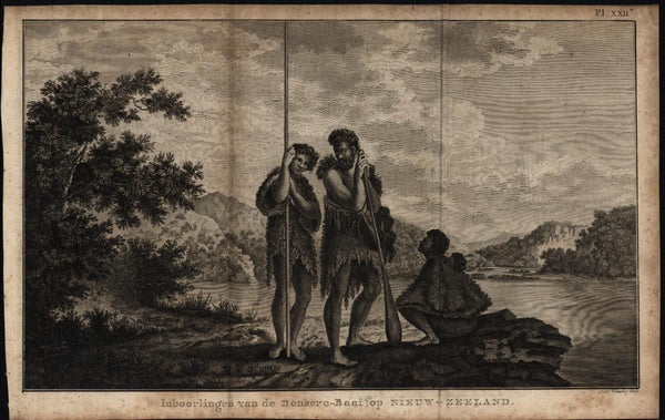 Maori Family Dusky Bay New Zealand 1799 antique engraved Cook exploration print