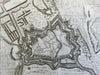 Oudenaarde Flanders Belgium city plan fortifications 1700's engraved city plan