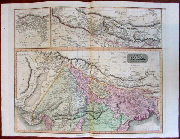 British India Nepal detailed large inset Cabul 1817 Thomson engraved map