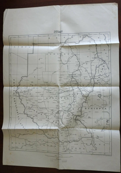 Africa Sudan Khartoum Darfur Congo Ethiopia Uganda 1940-1957 rare large old map
