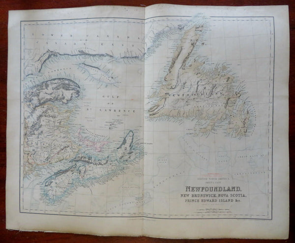 Canadian Maritimes New Brunswick Newfoundland Nova Scotia 1855-60 Fullarton map