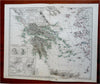 Kingdom of Greece Athens Santorini Crete Corfu 1869 Petermann detailed map