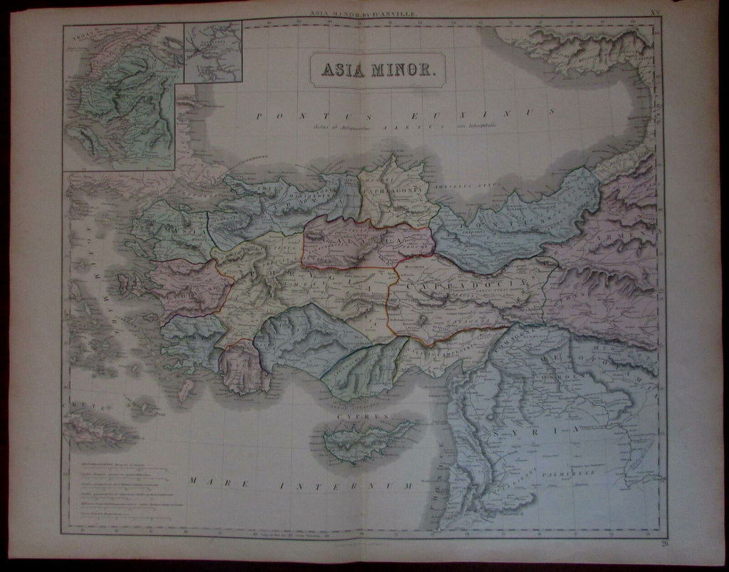 Asia Minor Turkey Cyprus Syria 1855 oversized D'Anville Philip Liverpool map