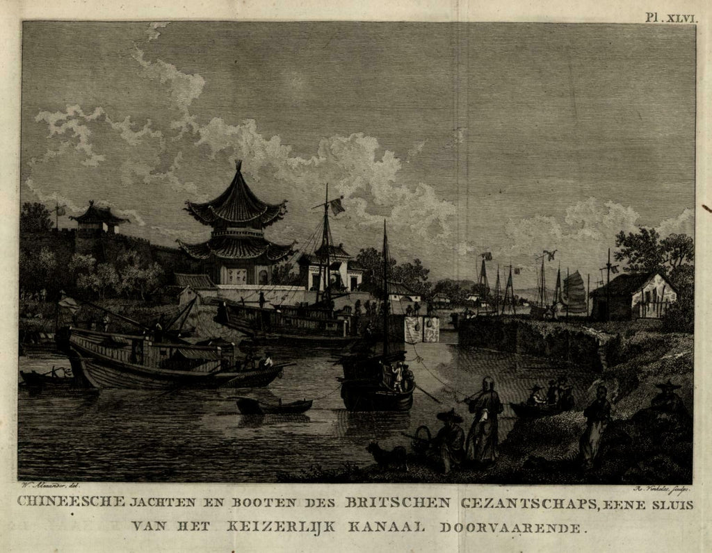 Chinese trading boats British settlement colony China 1801 Allart Dutch view