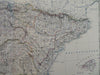 Spain & Portugal Madrid Lisbon Seville Barcelona 1865 Johnston large folio map