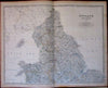 England and Wales huge 2 sheets c.1850 Johnston original hand color old map