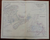 Canadian Maritimes Nova Scotia New Brunswick 1865 Johnston large folio map