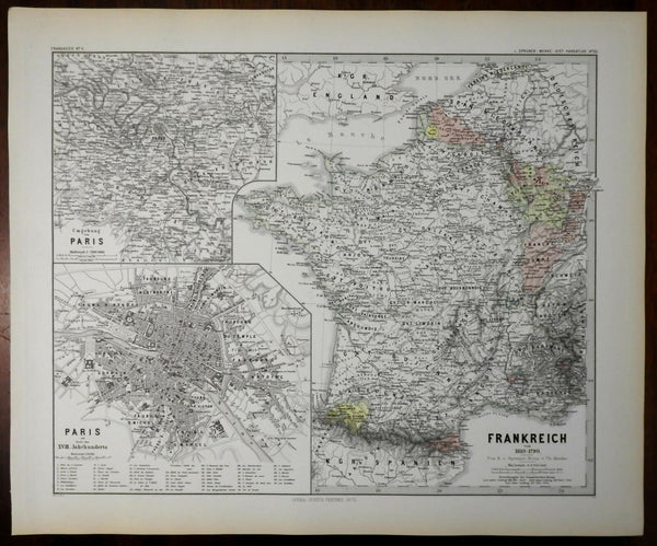 France Ancien Regime French duchies Paris city plan Spruner 1877 historical map