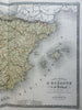 Iberia Spain & Portugal Madrid Lisbon 1850's Brue large detailed map hand color