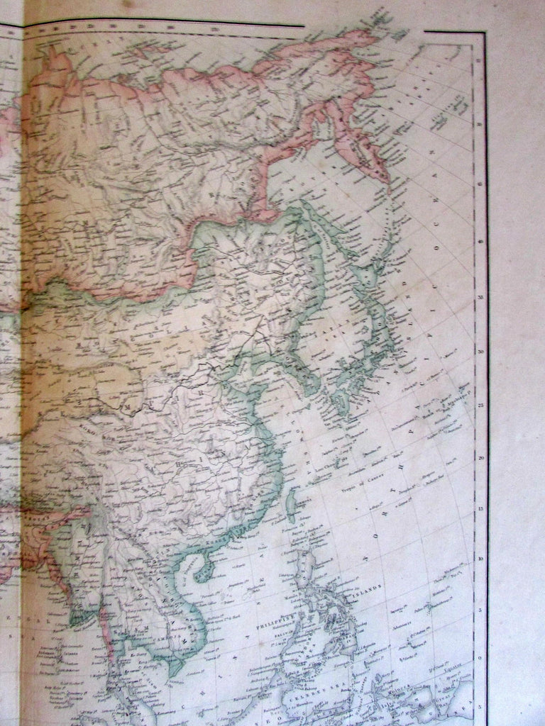 Asia Arabia India Hindostan China c.1860 Fullarton Macpherson large old map