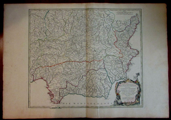 Spain Grenada Castille Andalusia 1751 Vaugondy decorative antique map