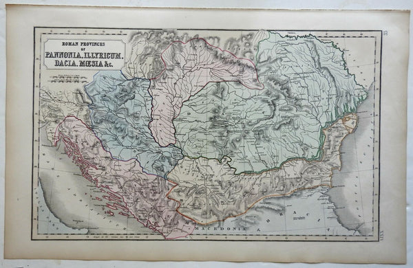 Roman Empire Vindelicia Rhaetia Noricum Italian Alps 1855 Philip Historical map