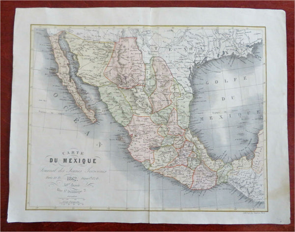 United Mexican States Mexico City Vera Cruz Rio Grande 1862 Goyer map