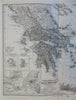 Greece Crete Ionian Islands Corfu Santorini Athens 1880 Petermann detailed map