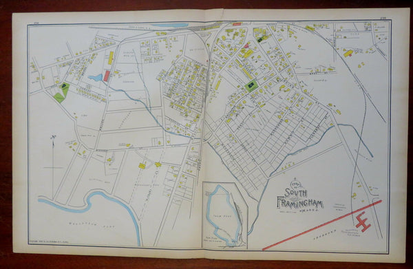 South Framingham Middlesex Massachusetts 1889 Walker detailed city plan