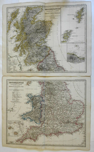 United Kingdom England Scotland Wales 1862 Peterman detailed two sheet map