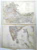 India British Raj Calcutta Bombay Dehli Southeast Asia 1882 two sheet map