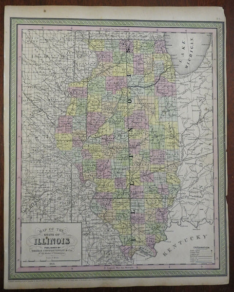 Illinois state Chicago Springfield 1850 Cowperthwait transitional map