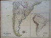 South America Brazil Peru Chile Argentina 1873 Ravenstein detailed 2 sheet map