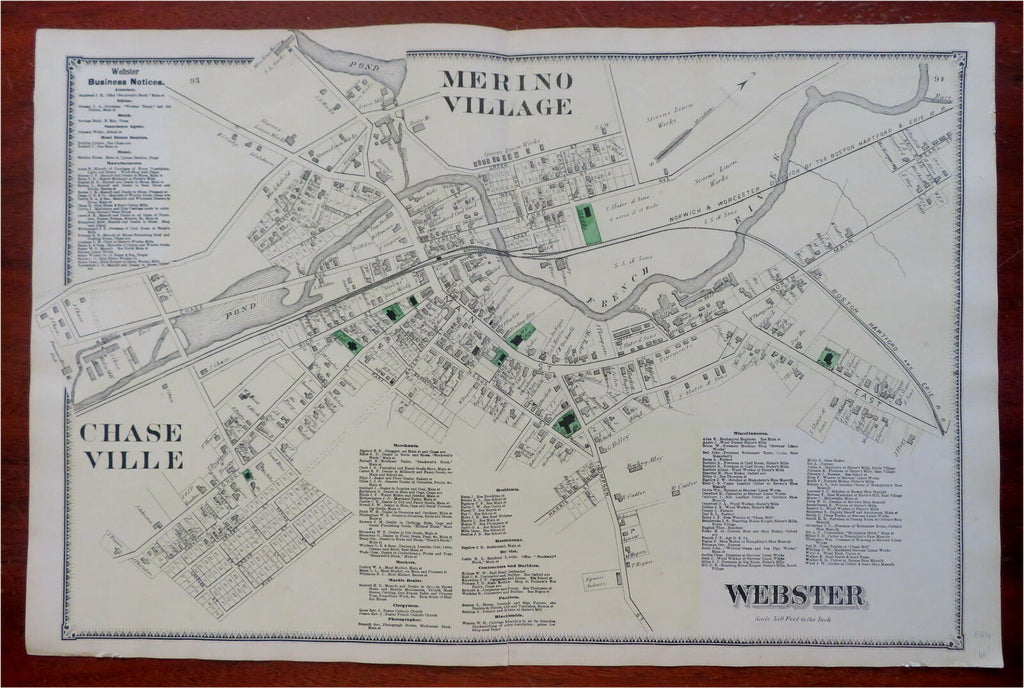 Webster Merino Village Chase Village Massachusetts 1870 F.W. Beers city plan