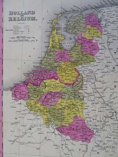 Low Countries Netherlands Belgium Luxembourg 1848 Cowperthwaite Mitchell map