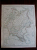 Russian Empire Europe 1864 lithographed map hand color