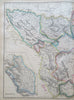 Ottoman Balkans Moldavia Albania 1860 Lowry large hand color map