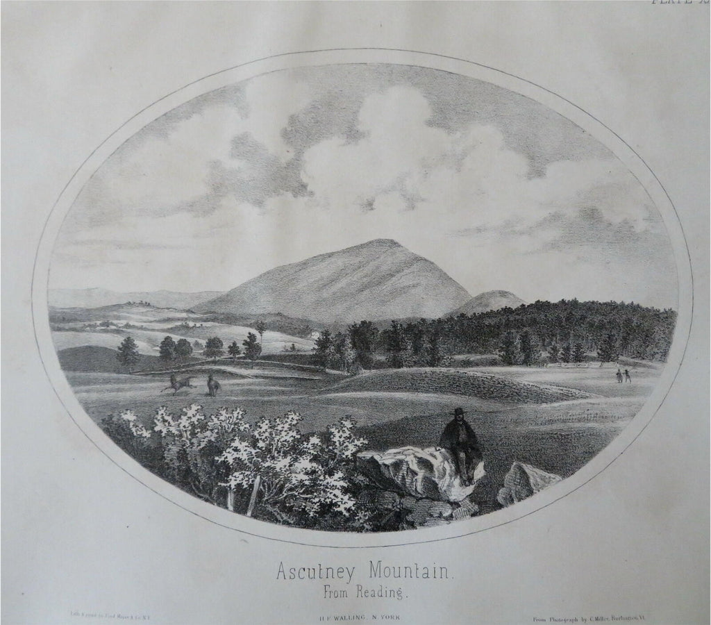 Ascutney Mountain Reading Vermont 1861 H.F. Walling lithographed print