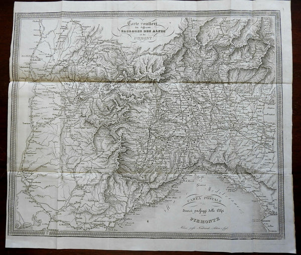 Kingdom Piedmont Alpine Passes Monaco French Riviera 1842 Italian Postal map