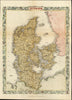 Denmark Danemark Copenhagen Holstein Jutland c.1855 Tallis old hand colored map