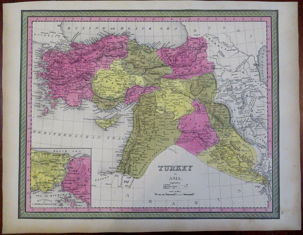 Ottoman Empire Anatolia Syria Armenia Cyprus 1848 Cowperthwait Mitchell map