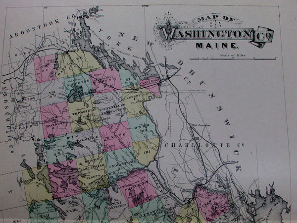 Washington County Maine Belfast city plan Addison Cutler c.1890 Stuart large map