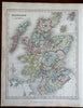 Scotland United Kingdom Ediburgh Orkneys 1846 Gilbert & Archer engraved map