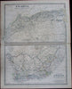 Southern Africa Marocco Algeria Cape Colony Natal 1868 scarce old Johnston map