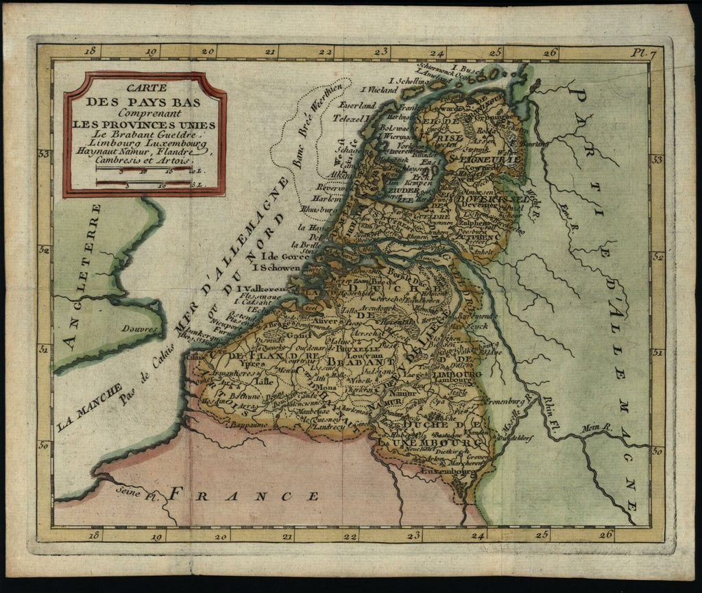 Netherlands United Provinces Low Countries Nederland 1786 miniature antique map