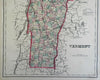 Vermont state map Montpelier Burlington 1876-9 O.W. Gray color fine large map