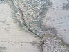 World Map in Double Hemispheres Mountain Ranges c. 1850-8 Archer engraved map