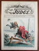 Political Cartoons 1880's Puck & Judge American Society Humor Lot x 10 prints