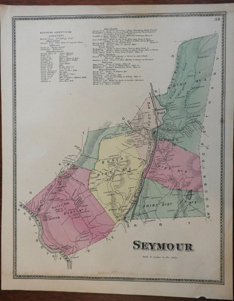 Squantuck & Seymour Connecticut 1868 F.W. Beers detailed township map