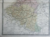 Netherlands Belgium Luxembourg c. 1850's Brue large detailed map hand color